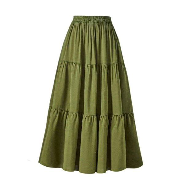 Dresses & Skirts - Long Flowy Maxi Skirt with Pockets High Waist A-Line Renaissance